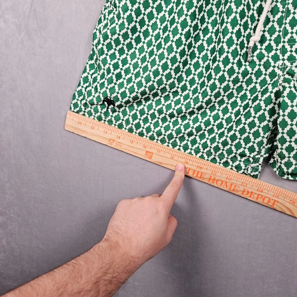 OAS Swim Trunks‎ Mens XXL Green Patterned Geometric Mesh Lined Zip Pocket Shorts